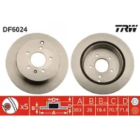 TRW Bromsskiva DF6024 bak, ventilerad, 1 Stycke
