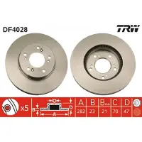 TRW Bromsskiva DF4028 fram, ventilerad, 1 Stycke