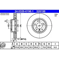 Ate Bromsskiva PowerDisc 24.0328-0198.1, 1 Stycke