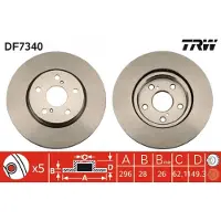 TRW Bromsskiva DF7340 fram, ventilerad, 1 Stycke