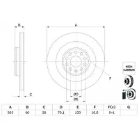 Bosch Bromsskiva 0 986 479 G56 bak, ventilerad, höggradigt förkolnad, 1 Stycke