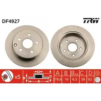 TRW Bromsskiva DF4927 bak, full, 1 Stycke