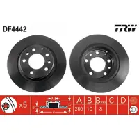 TRW Bromsskiva DF4442 bak, full, 1 Stycke