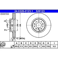 Ate Bromsskiva Power Disc 24.0328-0123.1, 1 Stycke