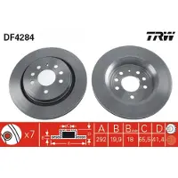 TRW Bromsskiva DF4284 bak, ventilerad, 1 Stycke