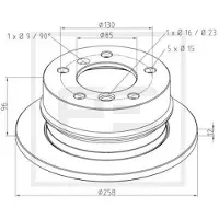 PETERS Bromsskiva 016.290-00A, bak, full, 1 Stycke
