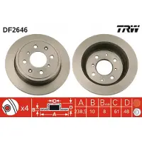 TRW Bromsskiva DF2646 bak, full, 1 Stycke