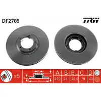 TRW Bromsskiva DF2785 fram, ventilerad, 1 Stycke