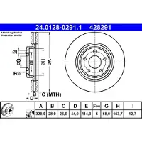 Ate Bromsskiva 24.0128-0291.1 fram, ventilerad, 1 Stycke