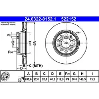 Ate Bromsskiva Power Disc 24.0322-0152.1, 1 Stycke
