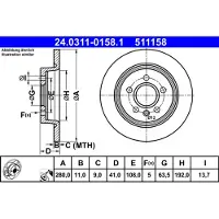 Ate Bromsskiva Power Disc 24.0311-0158.1, 1 Stycke