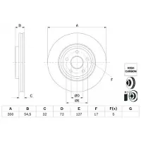 Bosch Bromsskiva 0 986 479 F01 fram, ventilerad, höggradigt förkolnad, 1 Stycke