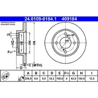 Ate Bromsskiva 24.0109-0184.1, 1 Stycke