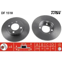 TRW Bromsskiva DF1518 fram, full, 1 Stycke