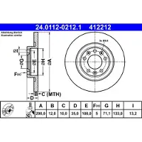 Ate Bromsskiva 24.0112-0212.1 bak, full, 1 Stycke