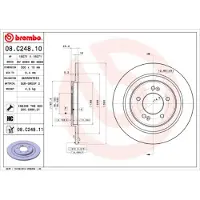 Brembo Bromsskiva 08C24811 bak, full, höggradigt förkolnad, 1 Stycke