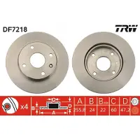 TRW Bromsskiva DF7218 fram, ventilerad, 1 Stycke