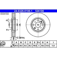 Ate Bromsskiva Power Disc 24.0326-0106.1, 1 Stycke