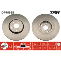 TRW Bromsskiva DF4856S fram, ventilerad, höggradigt förkolnad, 1 Stycke