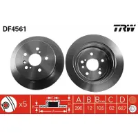 TRW Bromsskiva DF4561 bak, full, 1 Stycke
