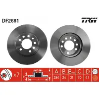 TRW Bromsskiva DF2681 fram, ventilerad, 1 Stycke