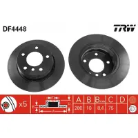 TRW Bromsskiva LUC DF4448 bak, full, 1 Stycke