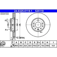 Ate Bromsskiva Power Disc 24.0325-0119.1, 1 Stycke