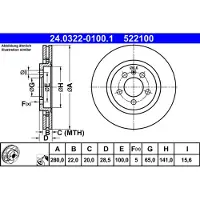 Ate Bromsskiva Power Disc 24.0322-0100.1, 1 Stycke