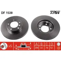 TRW Bromsskiva DF1538 fram, ventilerad, höggradigt förkolnad, 1 Stycke