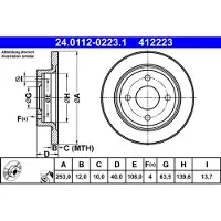 Ate Bromsskiva 24.0112-0223.1 bak, full, 1 Stycke