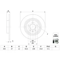 Bosch Bromsskiva 0 986 479 G98 bak, full, höggradigt förkolnad, 1 Stycke