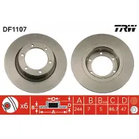 TRW Bromsskiva DF1107 fram, full, 1 Stycke