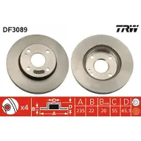 TRW Bromsskiva DF3089 fram, ventilerad, 1 Stycke