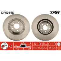 TRW Bromsskiva DF6014S fram, ventilerad, 1 Stycke