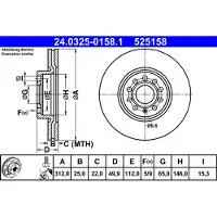 Ate Bromsskiva Power Disc 24.0325-0158.1, 1 Stycke