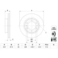 Bosch Bromsskiva 0 986 479 G19 fram, ventilerad, höggradigt förkolnad, 1 Stycke