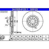 Ate Bromsskiva Power Disc 24.0325-0123.1, 1 Stycke
