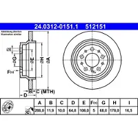 Ate Bromsskiva Power Disc 24.0312-0151.1, 1 Stycke