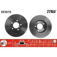 TRW Bromsskiva DF2678 fram, ventilerad, 1 Stycke