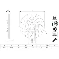 Bosch Bromsskiva 0 986 479 F64 fram, ventilerad, höggradigt förkolnad, 1 Stycke