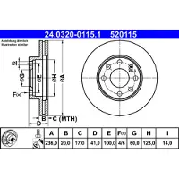 Ate Bromsskiva Power Disc 24.0320-0115.1, 1 Stycke
