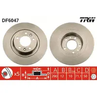 TRW Bromsskiva DF6047 bak, full, 1 Stycke