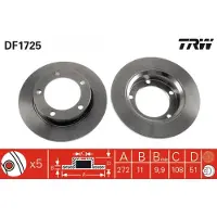 TRW Bromsskiva DF1725 fram, full, 1 Stycke