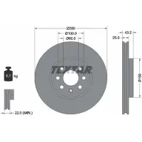 Textar Bromsskiva 92129303 fram, ventilerad, 1 Stycke