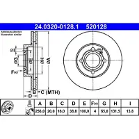 Ate Bromsskiva Power Disc 24.0320-0128.1, 1 Stycke
