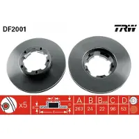 TRW Bromsskiva DF2001 fram, ventilerad, 1 Stycke