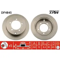 TRW Bromsskiva DF4845 bak, full, 1 Stycke