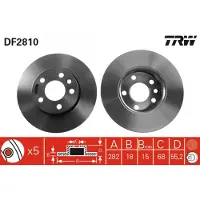 TRW Bromsskiva DF2810 fram, full, 1 Stycke
