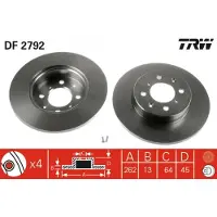 TRW Bromsskiva LUC DF2792 fram, full, 1 Stycke