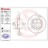 Brembo Bromsskiva 08D89311 bak, full, höggradigt förkolnad, 1 Stycke